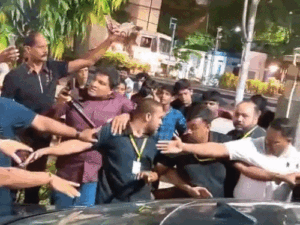 Man forces his way into Arbaaz Khan’s car:Security drags him out as actor appears uncomfortable